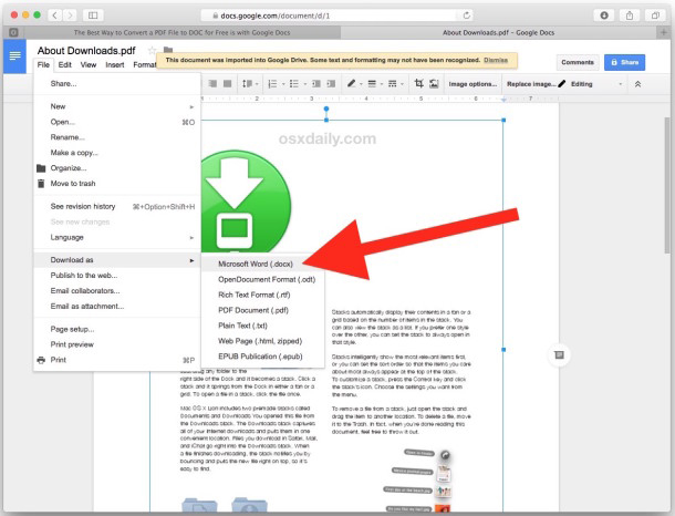 Google Docs lưu file PDF dưới dạng Word Google Docs lưu file PDF dưới dạng Word