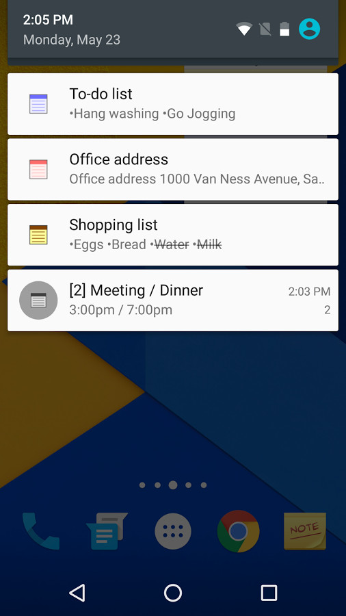 Ghi chú sẽ hiện trên màn hình điện thoại để nhắc nhở người dùng