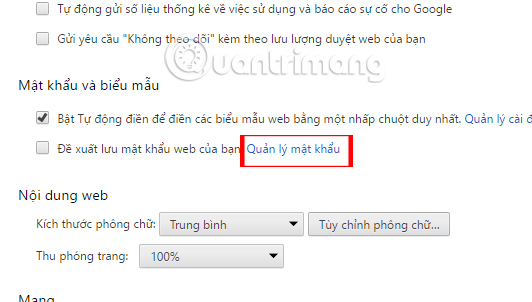 Quản lý mật khẩu trên Chrome