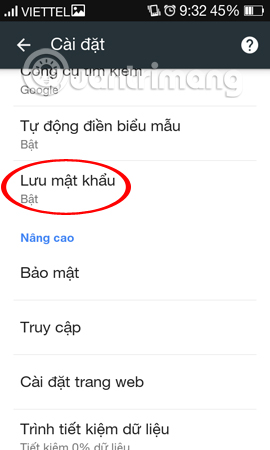 Lưu mật khẩu trên trình duyệt Chrome