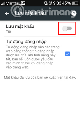 Hủy thông báo gợi ý lưu mật khẩu trên Chrome