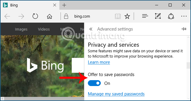 Tắt lưu gợi ý trên trình duyệt web Microsoft Edge 