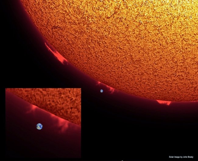 Kích thước của Trái Đất so với kích thước của Mặt Trời