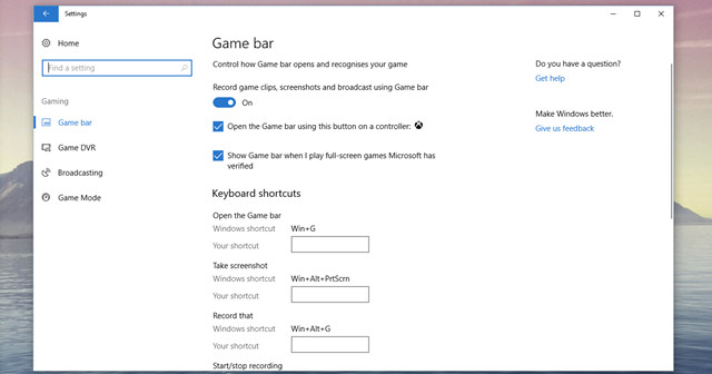Ứng dụng Settings Gaming 