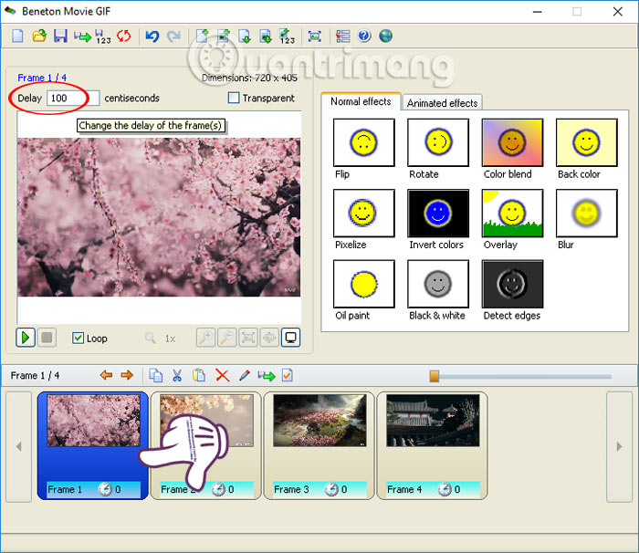 Nhập thời gian chuyển động ảnh GIF