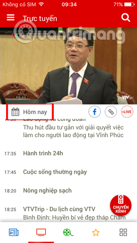 Mở lịch xem phim trên VTV Go