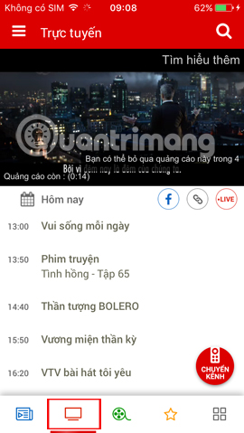 Xem trực tuyến trên VTV Go