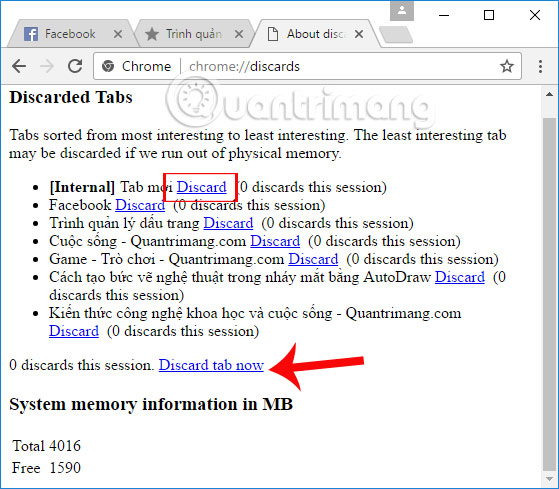 Hủy tab bằng tay trên Chrome Hủy tab bằng tay trên Chrome