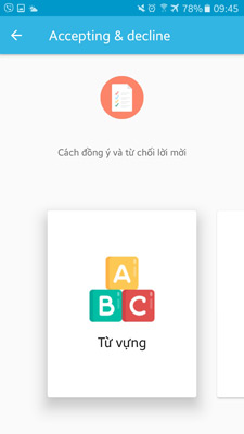 Giao diện bài học Accepting & decline