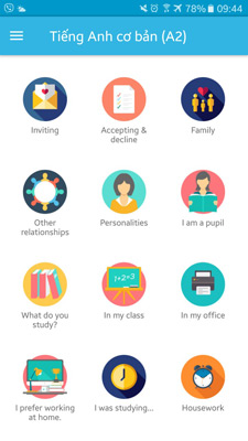 Giao diện ứng dụng Học tiếng Anh