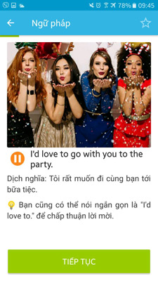 Bài học Ngữ pháp trên ứng dụng Học tiếng Anh cùng Vndoc