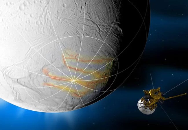 Tàu vũ trụ Cassini thăm dò mặt trăng băng giá của sao Thổ
