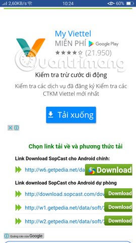 Tải file apk Sopcast Android