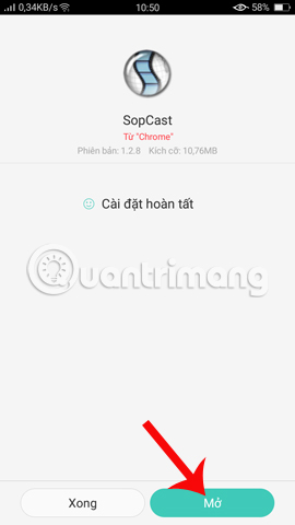 Mở ứng dụng Sopcast Android