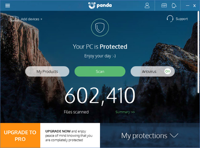 Giao diện của Panda Free Antivirus