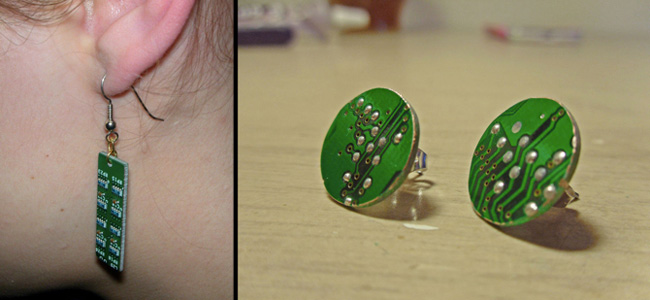 Làm bông tai từ bảng mạch cũ