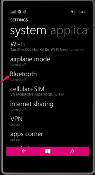 Tìm tới mục Bluetooth trên smartphone