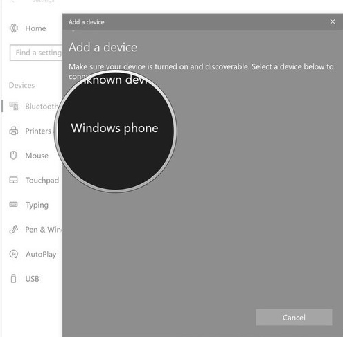 Chọn thiết bị smartphone kết nối với máy tính