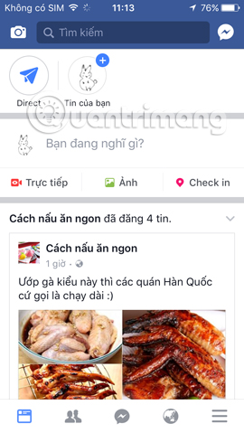 Giao diện tài khoản Facebook