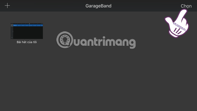 Nhấn chọn bài hát trên GarageBand
