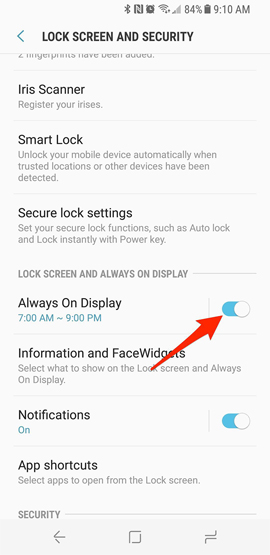 Vô hiệu màn hình Always-On