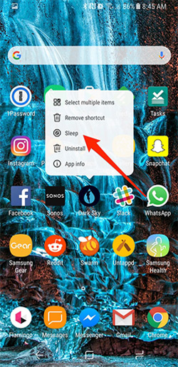 Chọn chế độ Sleep cho ứng dụng 