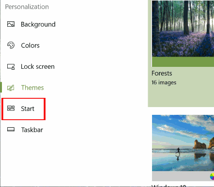 Truy cập vào mục Start