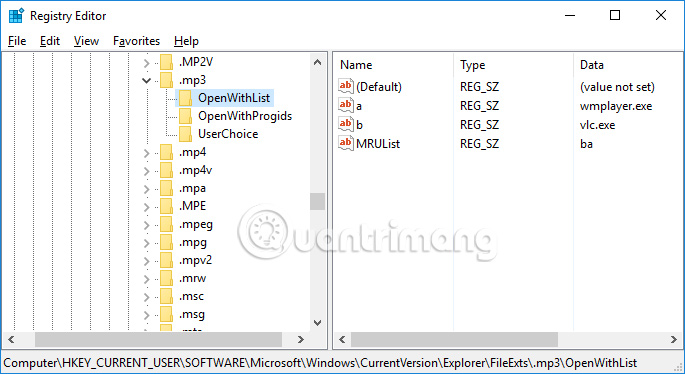 Danh sách phần mềm trong Open With 