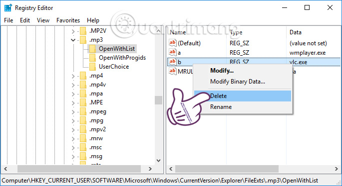 Xóa công cụ trong danh sách Open With 