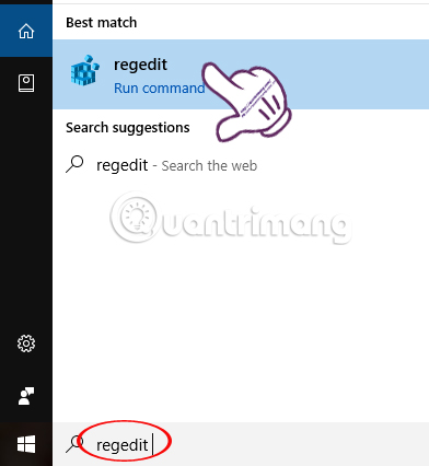 Nhập từ khóa regedit 