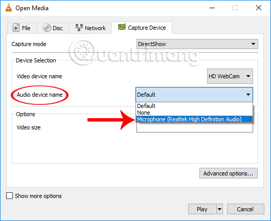 Chọn công cụ thu âm thanh
