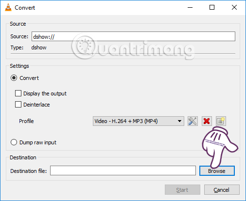 Chọn thư mục lưu trữ video 
