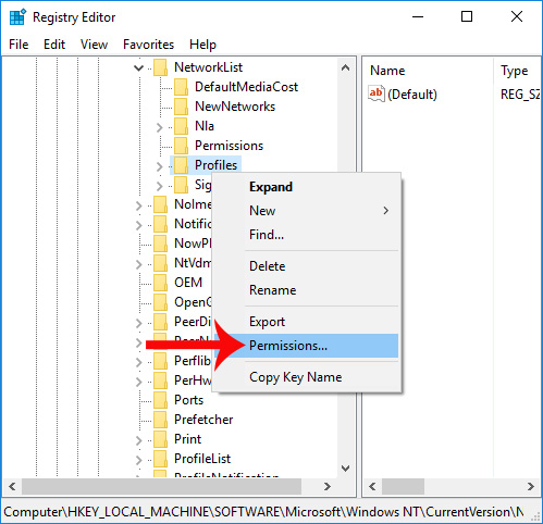 Chọn Permissions...