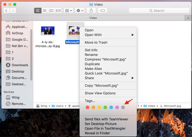 Gắn thẻ tag cho tập tin