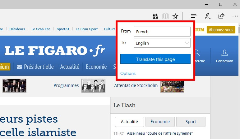Dịch ngôn ngữ trên Microsoft Edge