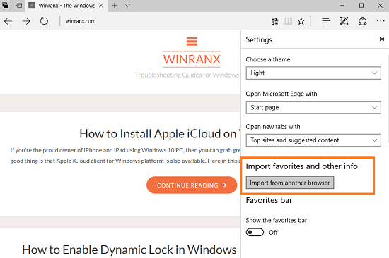 Nhập bookmark từ các trình duyệt 