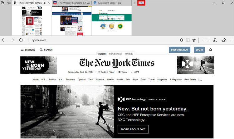 Xem trước nội dung các tab