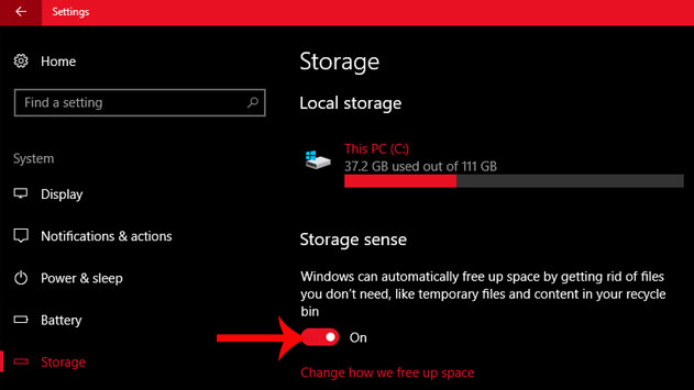 Kích hoạt tính năng Storage sense 