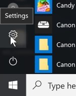 Chọn mục Settings trên Windows 10