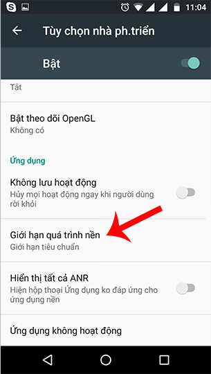 Nhấn chọn Giới hạn quá trình nền Nhấn chọn Giới hạn quá trình nền
