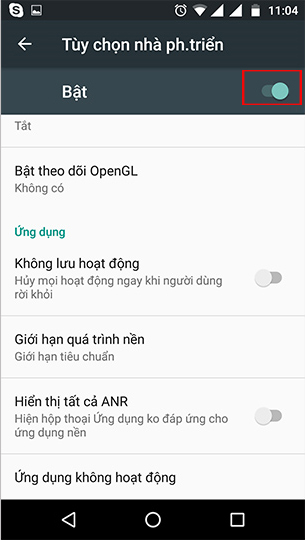 Tắt chế độ tùy chọn nhà phát triển  Tắt chế độ tùy chọn nhà phát triển