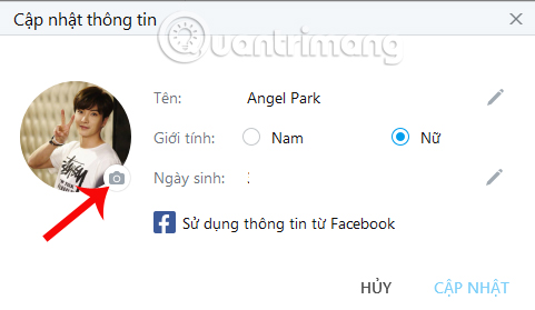Nhấn chọn biểu tượng Camera