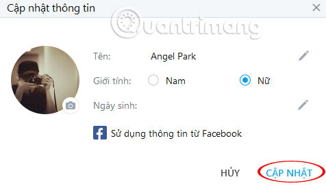 Cập nhật avatar mới cho Zalo