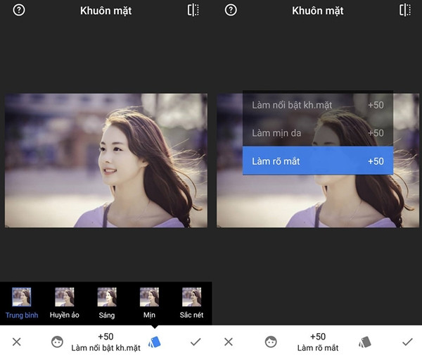 Chỉnh sửa khuôn mặt được sắc nét, mịn màng hơn