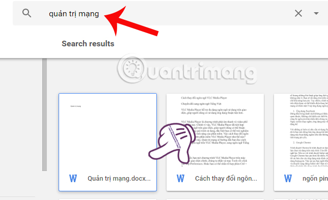 Kết quả tìm kiếm trên Drive