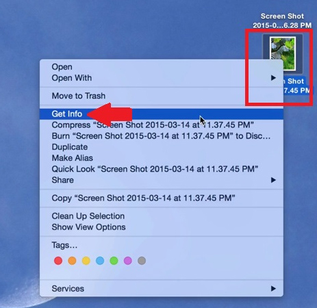 Nhấn chọn Get info tại file  Nhấn chọn Get info tại file