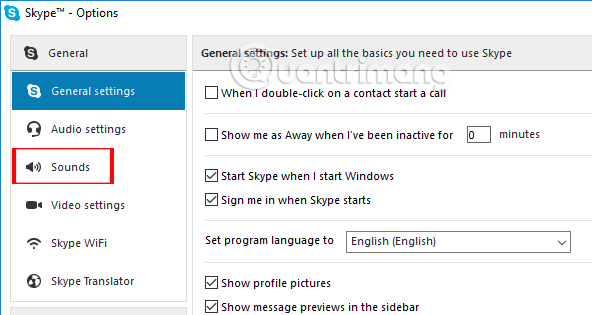Nhấn chọn mục Sounds