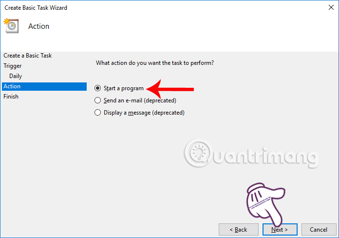 Nhấn chọn Start a program  Nhấn chọn Start a program