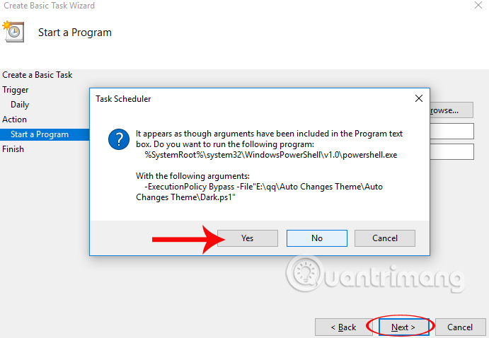 Hộp thoại thông báo trên Task Scheduler Hộp thoại thông báo trên Task Scheduler