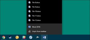 Thủ thuật làm tăng số item hiển thị trong Jump List trên Windows 10